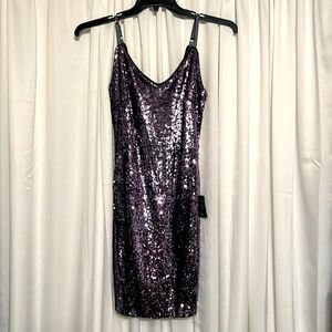 Formal Charcoal Grey Sequin Bodycon Mini Dress